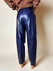 Pantalones Loewe de talle alto en napa color arándano con botón con logo