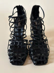 Sandali Cage Yves Saint Laurent in Vernice Nera con Tacco Scultura – SS 2009