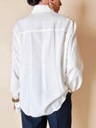 Camicia bianca Andrea Mare vintage in cotone con maxi tasche e bottoni in madreperla
