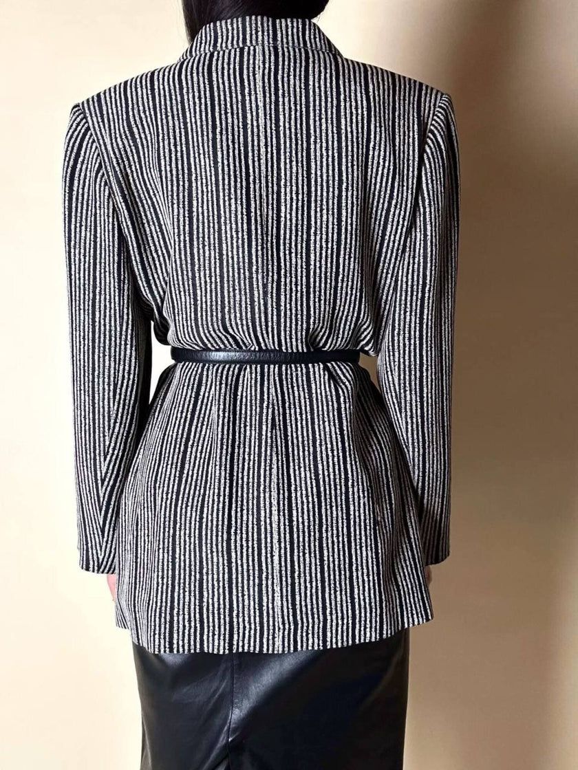 Blazer vintage Yves Saint Laurent a righe verticali panna e nero
