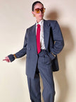 Tailleur gessato in lana grigio antracite “Yves Saint Laurent”