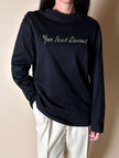 Maglia vintage Yves Saint Laurent in cotone nero con firma ricamata e bottoni dorati