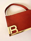 Borsa Laura Biagiotti in pelle stampa lizard color cognac con iniziali BL