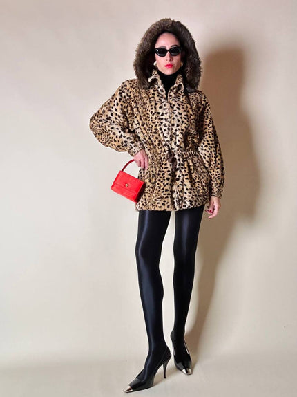 Parka leopardato in eco pelliccia “Yves Saint Laurent”