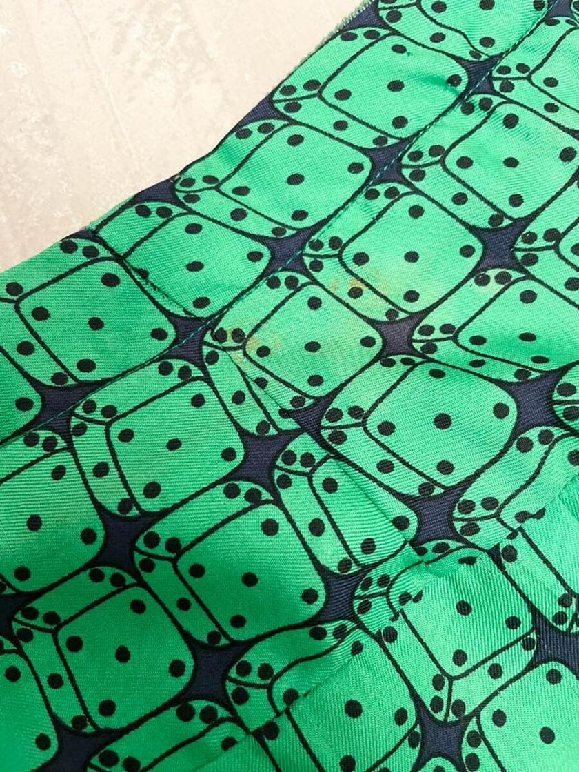 Completo sartoriale in seta verde smeraldo fantasia dadi