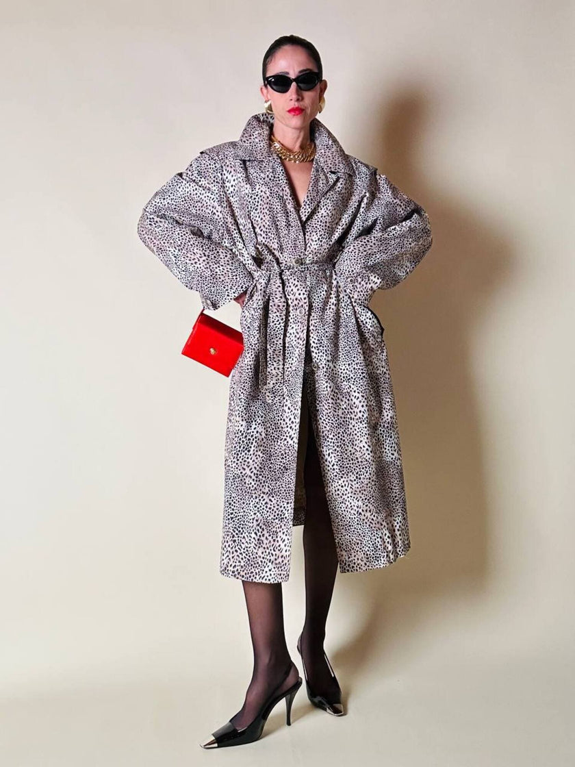 Trench oversize fantasia micro leopardo 