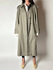 Vintage Aquascutum trench coat in khaki green gabardine with matching belt