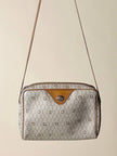 Borsa Christian Dior in tessuto jacquard logato beige con dettagli in pelle cuoio