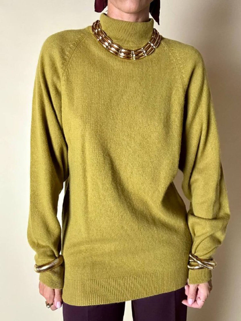 Lupetto oversize in cachemire verde acido Pure Cachemire