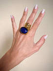 Anello Yves Saint Laurent Arty Ring con cabochon blu effetto Lapislazzuli
