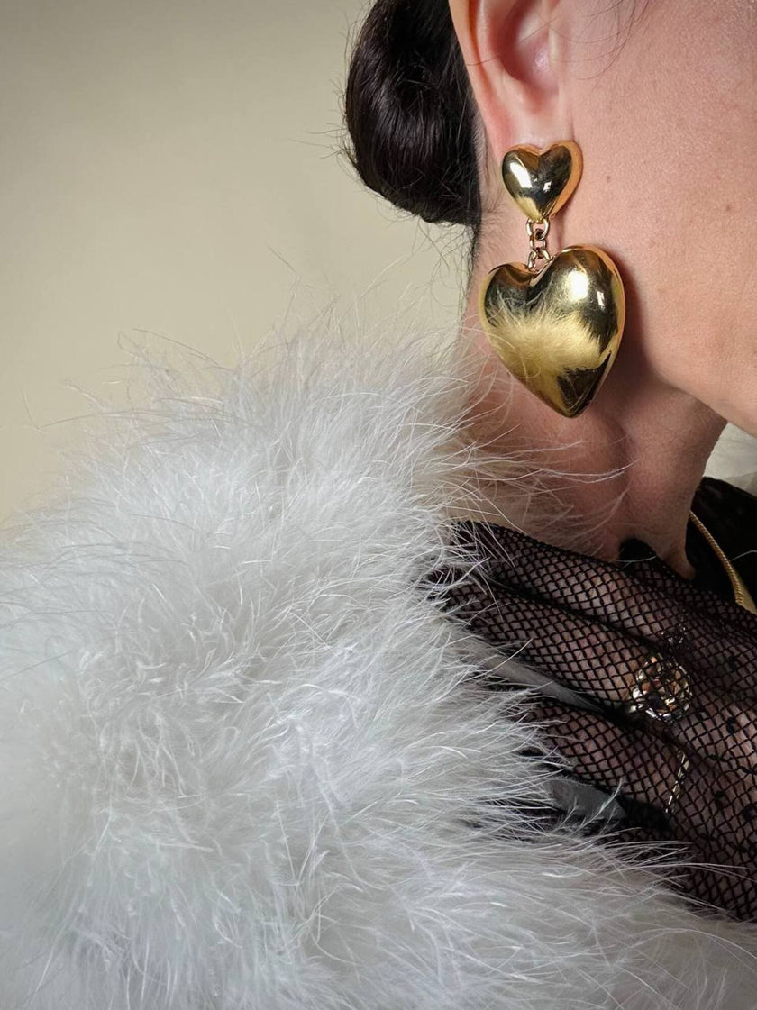 Maxi clip oro con cuori pendenti “Moschino”