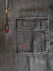 Blusa Yves Saint Laurent oversize in denim grigio con zip e logo ricamato