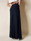 Gonna lunga in crepe nero “Yves Saint Laurent”