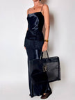 Borsa vintage Fendi in rete mesh nera con maxi logo FF