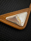 Borsa bandoulière Yves Saint Laurent in tessuto tramato nero con dettagli in pelle cuoio