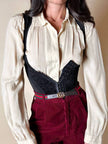 Camicia sartoriale in pura seta jacquard color crema con loghi Gucci