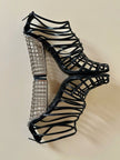 Sandali Cage Yves Saint Laurent in Vernice Nera con Tacco Scultura – SS 2009