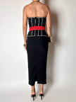 Cintura vintage rossa realizzata con intreccio di passamanerie e nappa couture