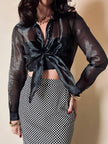 Camicia annodata in organza nera sintetica 