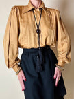 Camicia in tessuto jacquard caramello con loghi “Yves Saint Laurent”