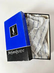 Sandali vintage Yves Saint Laurent in raso di seta nero e pelle laminata oro