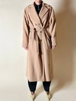 Cappotto vintage Kamaé modello vestaglia in lana e cachemire cammello chiaro