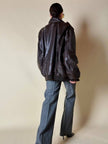 Bomber aviator oversize in pelle testa di moro