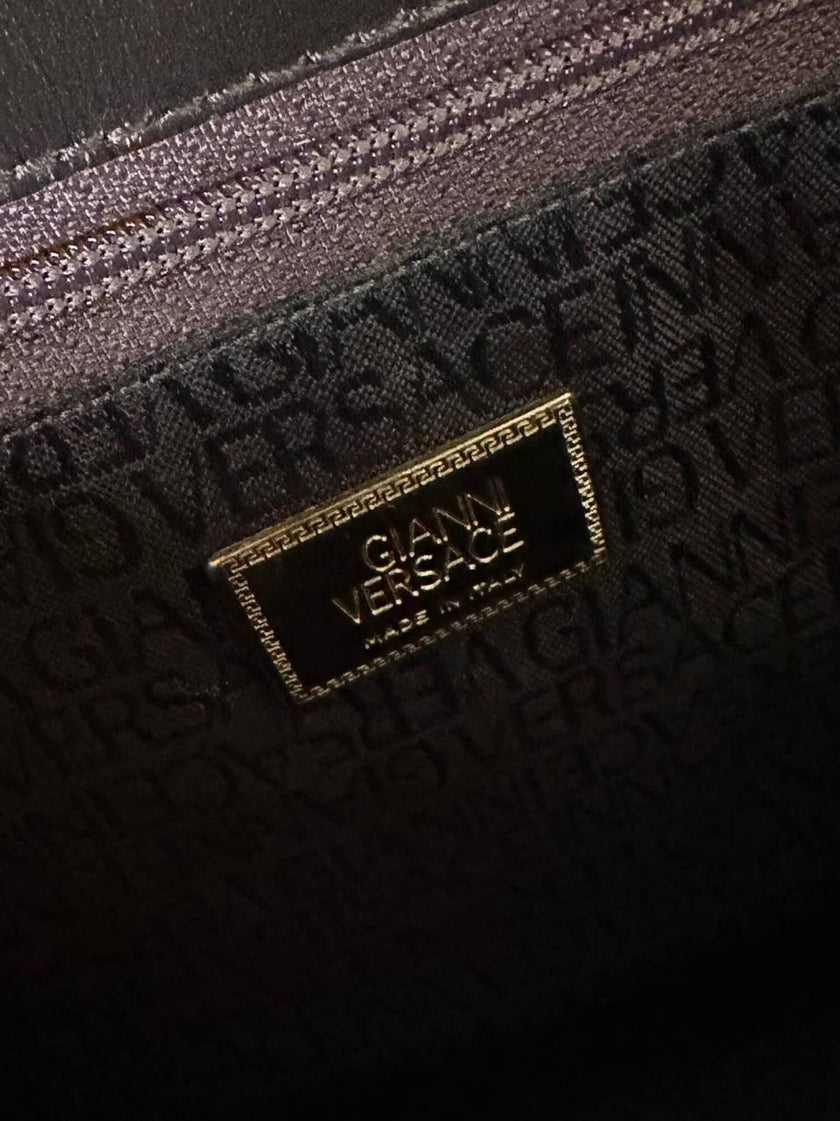 Borsa Gianni Versace vintage in pelle testa di moro con iconica Medusa