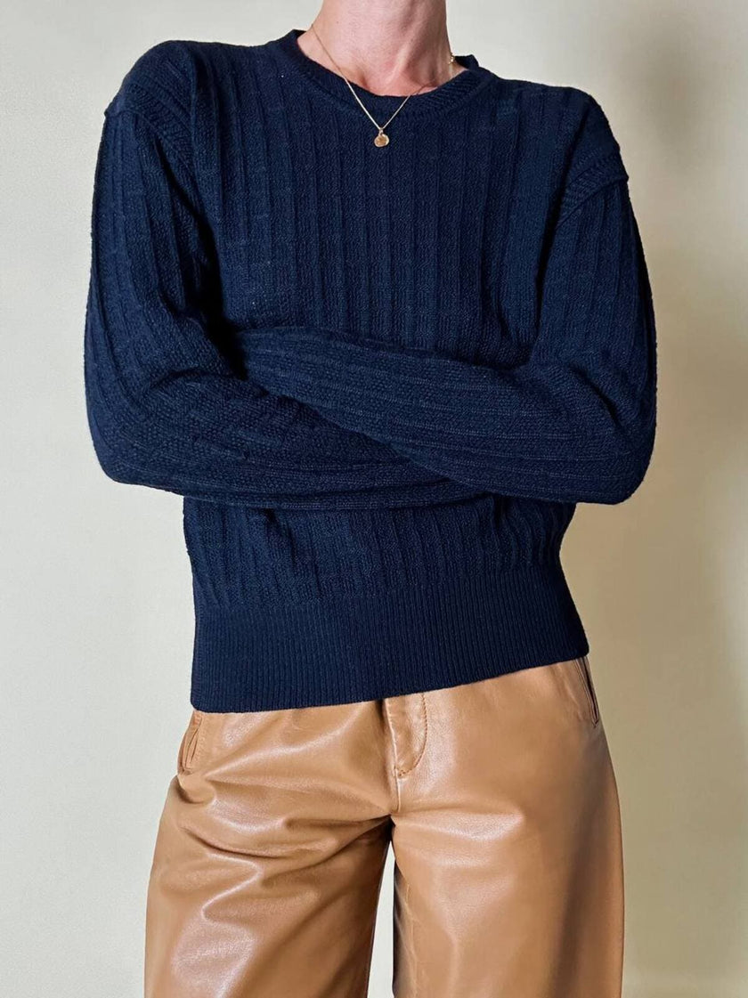 Maglioncino operato blu notte “Yves Saint Laurent”