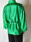 Camicia vintage sartoriale in raso di seta stampa pitone verde smeraldo