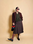 Gilet in lana matelassé verde militare con bottoni dorati 