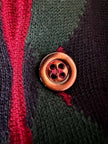 Pullover Yves Saint Laurent fantasia Argyle rosso Borgogna verde inglese e blu notte