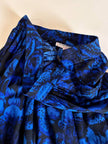 Gonna a ruota Yves Saint Laurent Variation in lana blu elettrico con fantasia floreale nera