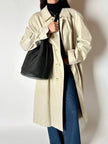 Secchiello vintage Yves Saint Laurent in tessuto nero millerighe con riporti in pelle