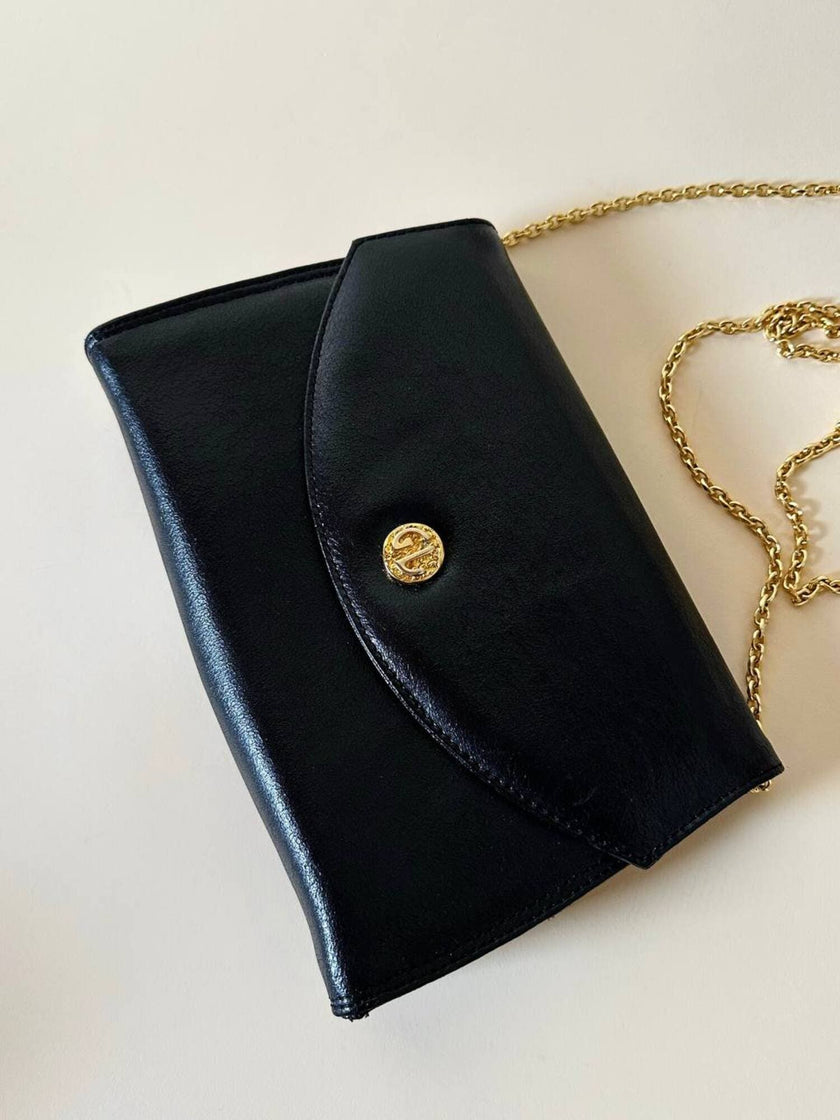 Borsa vintage Guy Laroche Paris in pelle nera