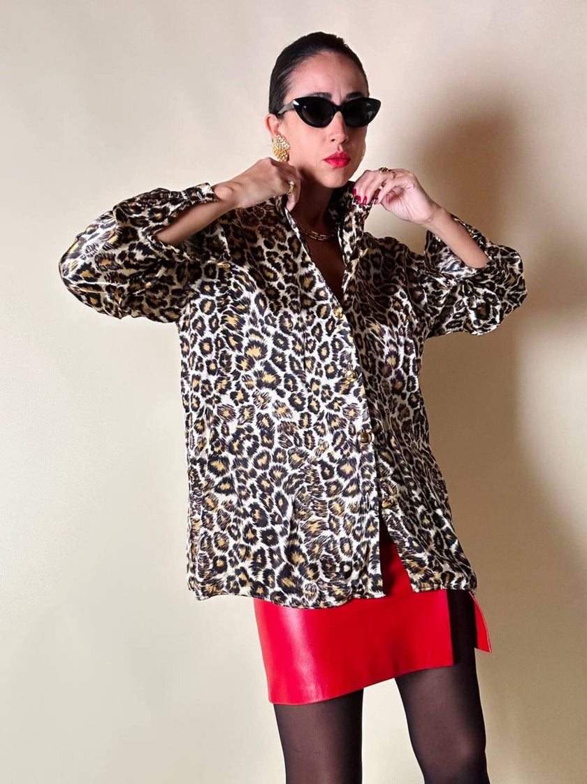 Camicia leopardata con bottoni dorati  “Nara Camicie”