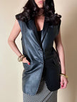 Gilet long en cuir noir « Doortwentyfive »