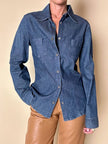 Camicia Fendissime in denim blu con bottoni  moneta da 10 lire