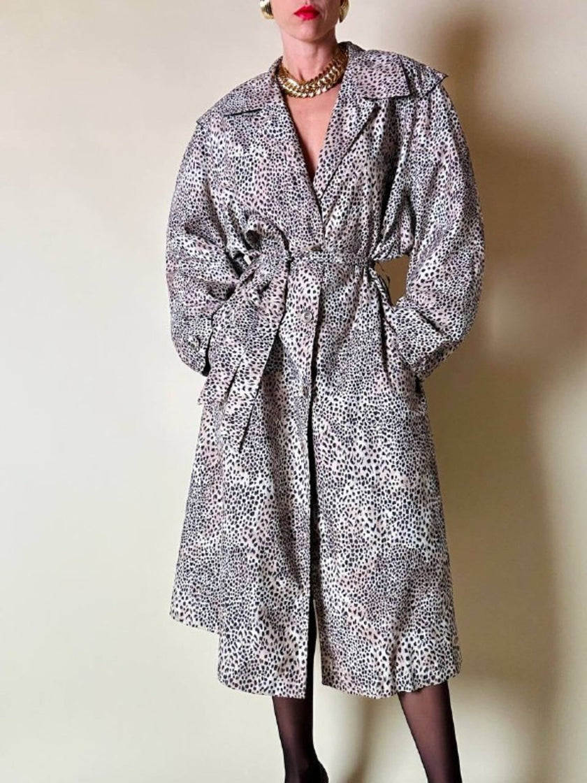 Trench oversize fantasia micro leopardo 
