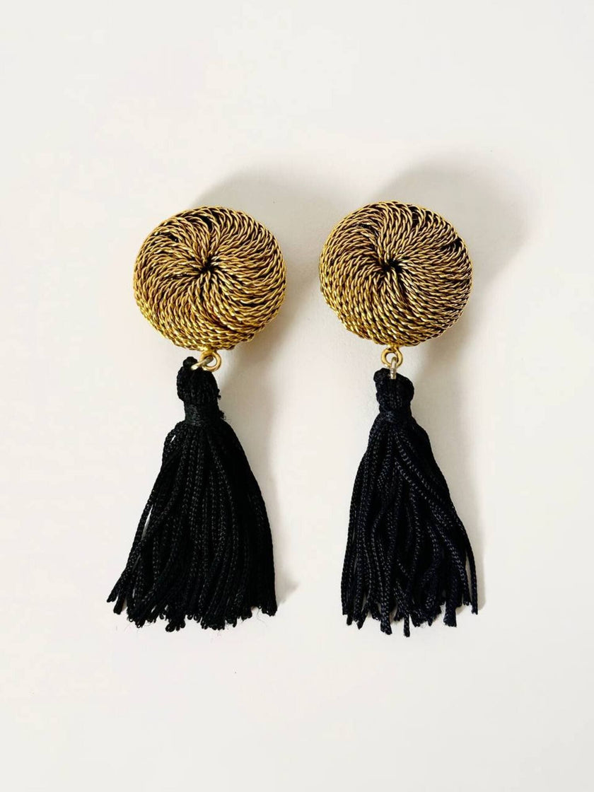Orecchini vintage a clip vintage oro con nappe couture