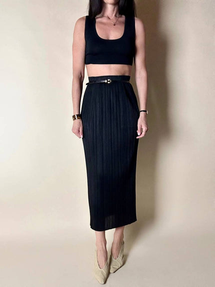Gonna plissé Pleats Please Issey Miyake con elastico in vita e tasche laterali