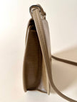 Borsa Yves Saint Laurent in tessuto plastificato millerighe color cammello con riporti in pelle argilla