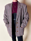 Blazer United Class Coll Colors Benetton in lana pied de poule beige e cioccolato con bottoni berlebeck