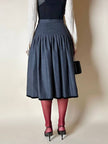 Gonna Fit and Flare Valentino Miss V in lana grigio antracite e velluto nero