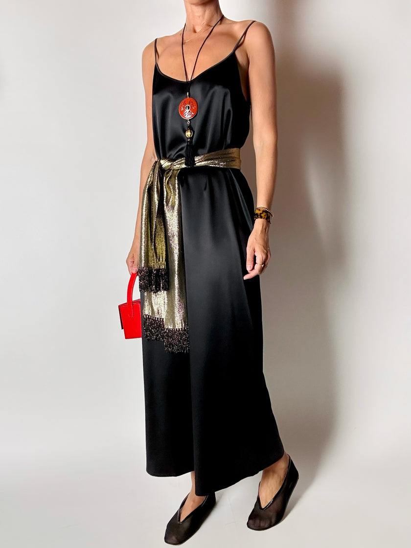 Slip dress Oscalito nero in raso di seta