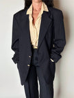 Blazer vintage Enrico Coveri You Young in rasato di lana blu notte con bottoni dorati