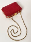 Borsa vintage Sgargi forma ottagonale in lizard rossa con tracolla in catena