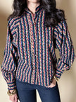 Vintage Yves Saint Laurent Hemd aus Baumwolle mit buntem Mikro-Muster