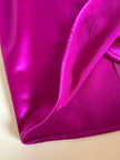 Wrap dress in raso ciclamino con cintura in coordinato “Sartoria Oriana Neri”