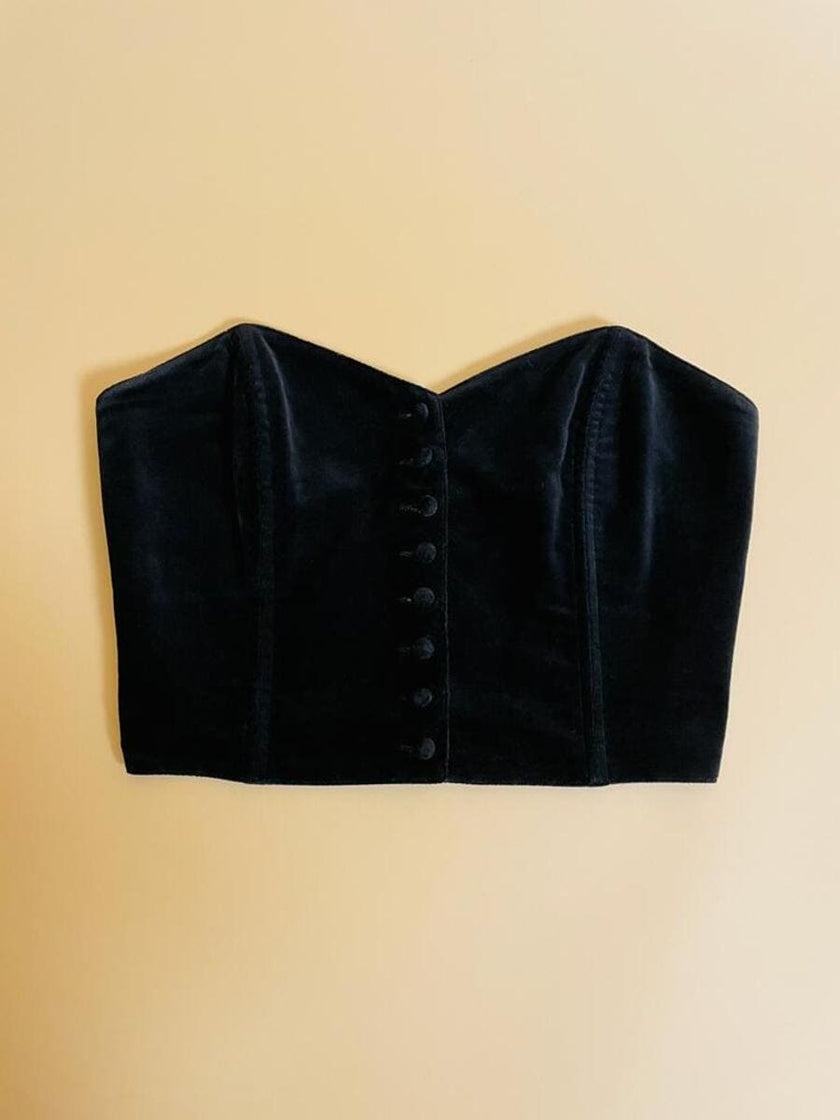 Bustier in velluto nero con scollo a cuore